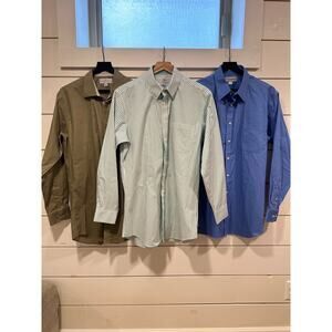 Lot of 3 PAUL FREDRICK Slim Fit 100% Cotton Mens Button Down Shirt Size 16-34